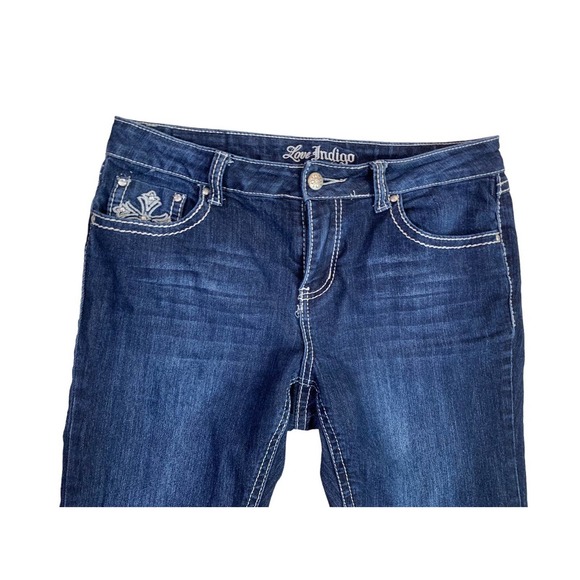 LOVE INDIGO PREMIUM Womens Capri Denim Jeans SIZE 12 Blue Cotton Poly Spandex - Picture 3 of 9